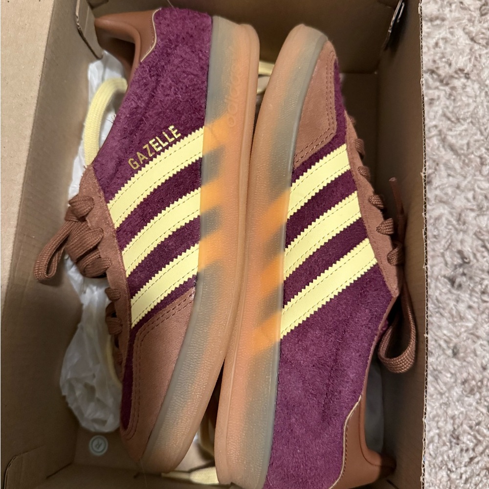 Adidas Gazelle Maroon and Yellow Sneakers